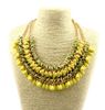 Fashion Gold Plated Alloy Double Chain Resin Gem Drop Tassels Choker Necklace