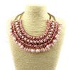 Fashion Gold Plated Alloy Double Chain Resin Gem Drop Tassels Choker Necklace