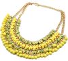 Fashion Gold Plated Alloy Double Chain Resin Gem Drop Tassels Choker Necklace