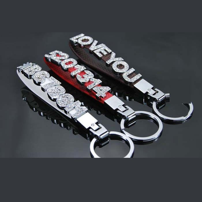 5.5" Car Licence Numbers Keychain DIY With Slide Rhinestone Letters Numbers Charms 8MM / 10MM