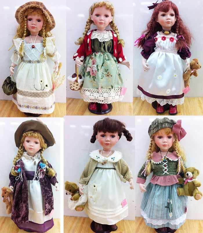 2 PORCELAIN DOLLS 6 INCH BENDABLE toy doll girls toys ceramic glass novelty new