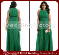 Wholesale Hot Sale High Quality Emerald Green Plus Size Formal Dresses A Line Crew Sleeveless Ruched Chiffon Evening Prom Party Gowns Custom Made