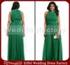 Hot Sale Högkvalitativ Emerald Green Plus Size Formella Klänningar En Linje Crew Ärmlös Ruched Chiffon Evening Prom Party Gowns Custom Gjorda