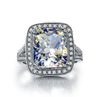 호화로운 질 합성 다이아몬드 반지 깜짝 놀라게하는 8 Ct 방석 여자를위한 합성 약혼 반지를 삭감하십시오 큰 반지 기념일