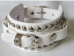 Very cool ! New Leather PUNK rivets buckle belt chain charm bracelets