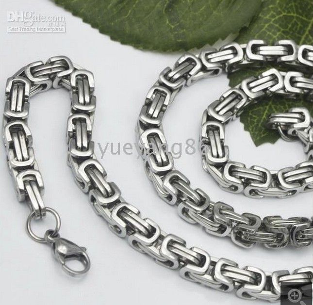 

Popular Man stainless steel 9mm link chain necklace., Silver