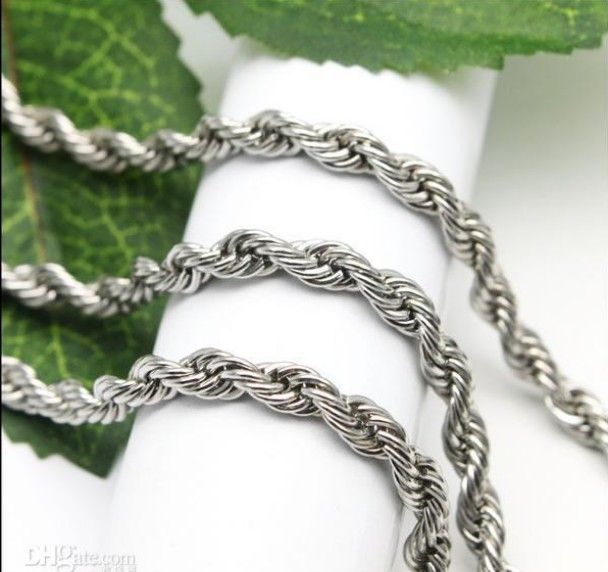 Fine 316L Stainless steel 4mm Twist Chain Necklace,19'