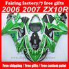 Пользовательские мотоцикл обтекатели Greenblack EIF ABS обтекатель комплект для kawasaki ninja ZX 10 2006 2007 ZX 10R 06 07 ZX10R послепродажного обвесы