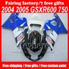 Custom Free High Quality Motorcycle Parts 04 05 SX R600 / 750 K4 GSX-R600 GSX-R750 2004 2005 Bodywork Fairings Kit för Suzuki med 7Gifts