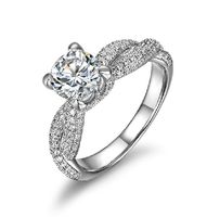 Qualité étonnante 2CT Excellente VVS1 diamant synthétique anneau de mariage Femme d'or blanc Couverture pour toujours de bijoux brillant pour Girl Friend