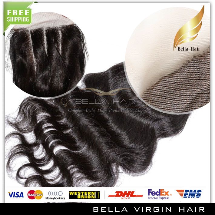 Clearance 4x4 obearbetat mänskligt hår spetsstängning med babyhår brasiliansk förplockad naturlig svart rak kroppsvåg vågig peruansk malaysisk indisk bella hår