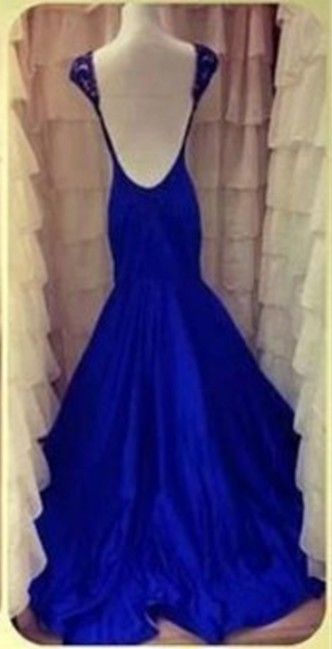 2018 Backless Prom Dresses Royal Blue Jewel Sheer Capped Mermaid Long Sweep Train Gorgeous Crystal Evening Gowns Party Dress Ny A3607909