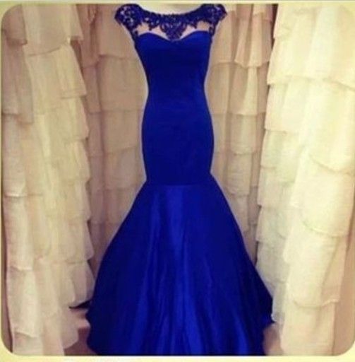 2018 Backless Prom Dresses Royal Blue Jewel Sheer Capped Mermaid Long Sweep Train Gorgeous Crystal Evening Gowns Party Dress Ny A3607909