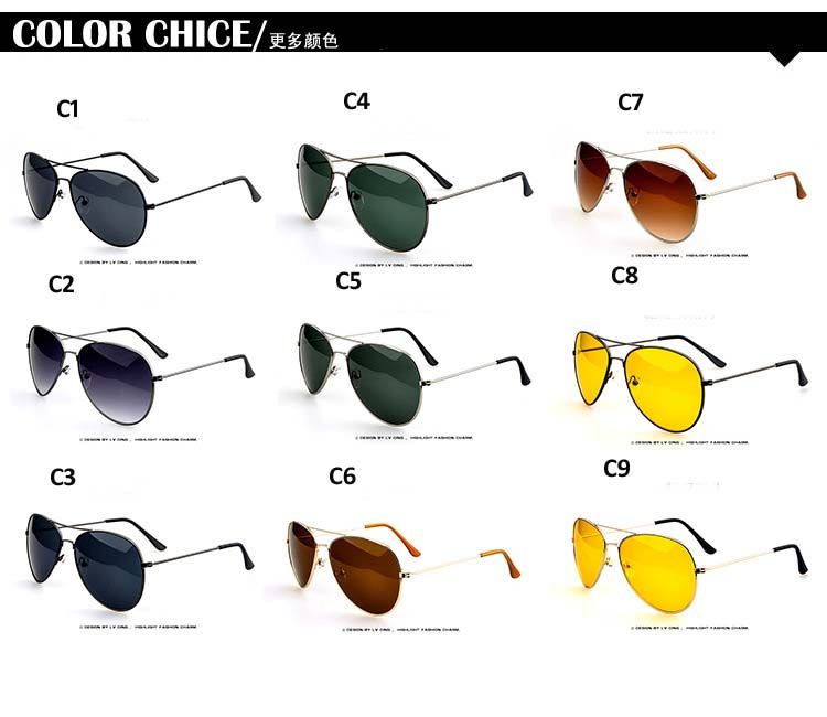 

Updated Pilot Sunglasses Men Metal Frame Classic Eyewear Night Goggle Mix Colors 20pcs/lot Wholesale