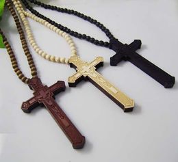 60 шт./набор, Хип-хоп, Иисус Христос, подвеска накрест из деревянных бусин, цепочка, ожерелье, хорошее