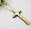 60Pcs/Lot Hip Hop CHRIST JESUS Cross Pendant Wooden Beads Chain Necklace Good