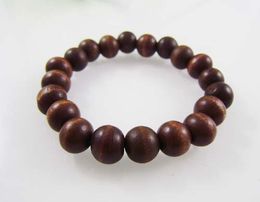 10MM Wooden Beads Strands Bracelet Stretch Black White Rose Khaki Brown Red Cheap Wholesale