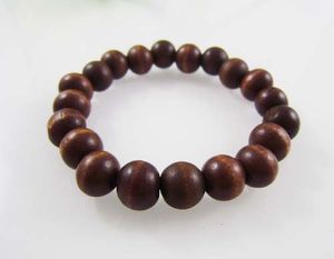 10 mm Holzperlen, Stretch-Strandarmband, schwarz, weiss, rosa, khaki, braun, rot, günstiger Großhandel