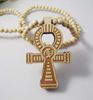 36Pcs/Lot Hip Hop Ankh Pendant Necklace With Wooden Beads Chain Religionary Jewelry Good Random Color