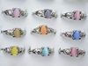 Renkli doğal kedi değerli taş taş gümüş tonlu kadın halkalar R0029 Yeni Mücevher 50pcslot1899823