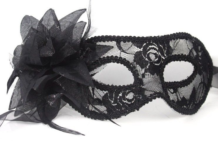 Máscaras de disfraces venecianas con plumas de mujer sexy negro blanco rojo para un baile de máscaras Máscaras de flores de encaje es HJIA8705624537