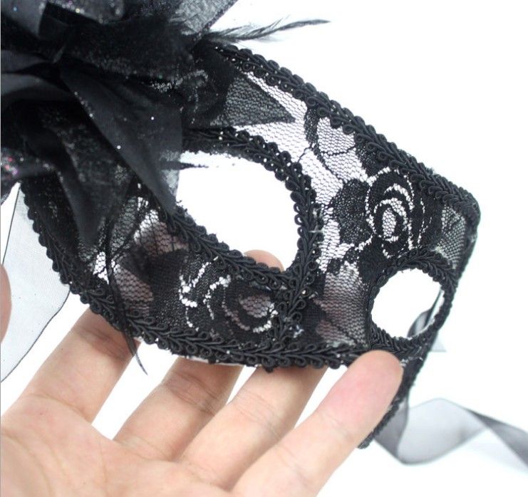 sexy Black white red Women Feathered Venetian Masquerade Masks for a masked ball Lace Flower Masks HJIA8702936711