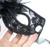 sexy Black white red Women Feathered Venetian Masquerade Masks for a masked ball Lace Flower Masks 3colors HJIA8702936711