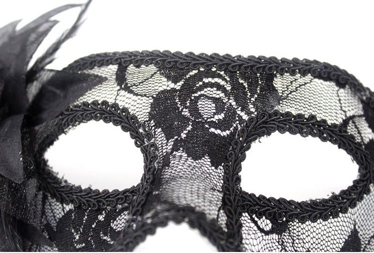sexy Black white red Women Feathered Venetian Masquerade Masks for a masked ball Lace Flower Masks HJIA8702936711