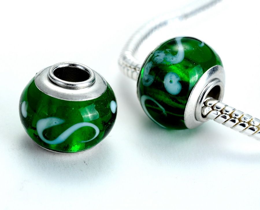 Mélanger le style lot mélanger la couleur bricolage grand trou belles perles européennes en vrac perles de verre fiit pour bracelets à breloques B047933765