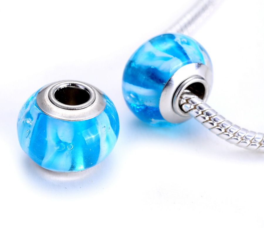 Смешайте стиль lot mix color Diy Big Hole Beautiful European Lief Beads Стеклянные бусины Fiit для браслетов с очарованием B049440832
