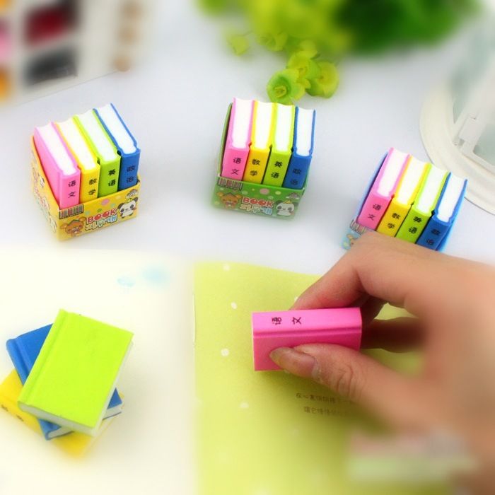 Min Order 5 Mixed Candy Color Book Shape Learn Chinese Eraser/ Animals Novelty Eraser / Rubber