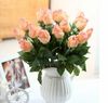 100pcslot EMS 8 Farben Künstliche Rosen -artificial Blumen Simulation Rosen halbe offene Feuchtigkeit Real Touch Single Rose Hochzeit FLO2123718