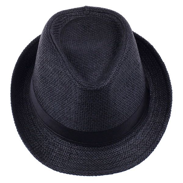 ヴォーグメンズ女性わらFedora Hat Blackファッションシンプルな岩の夏のビーチカジュアルな帽子ZDS2 * 1