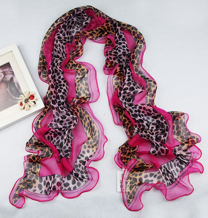 170x34см 14Styles Новые шарфы женские моды Georgette Leopard Long Beach Beach Silk шарф аксессуары обертки
