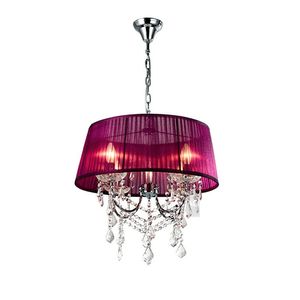Modern Crystal Chandelier Fabric Shade Dining Room Chain Ceiling Pendant Light Restaurant Luxury Chandelier Fixtures Bar Counter Hanging Lights
