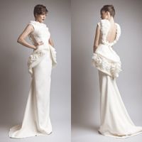 Sexy Mode Lange Mantel Applikationen Satin Backless Prom Kleider / Abendkleider College Abschlusskleider