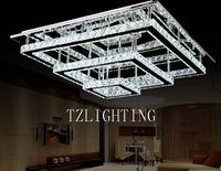 Wholesale K9 Crystal Pendent Lamp Modern Simple LED Rectangular Ceiling Lamp Stainless Steel Living Room Chandelier Light