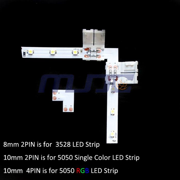 15 сечений 8 мм10 мм L Форма 2PIN Разъем для однократного цвета 3528 5050 Светодиодная полоса no Sondering7704672