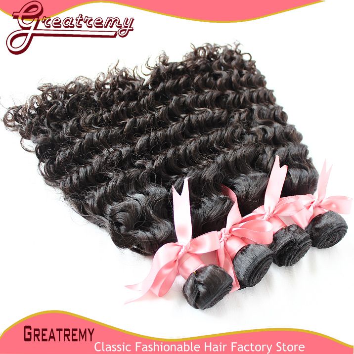 Greatremy® Unprocessed 100% Malaysian Human Hair Extensions Deep Wave Lace Closure With Hair Bundles 4x4 Full Head