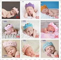 вязаные крючком детские принцесса/Принц Корона - диадема оголовье Newborn-фотография Prop 10pcs/lot