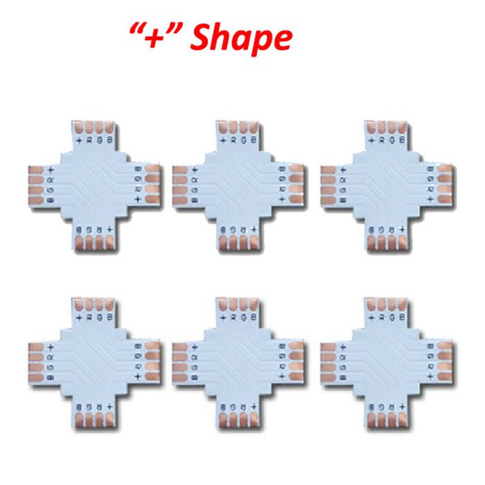 Strip to Strip 4PIN 10MM + Shaped LED Corner Connector For 5050 RGB Led Strip No Soldering