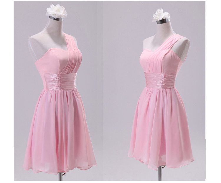 Chiffon Short Mini Bridesmaids Dresses 2015 New Women One Shoulder ...