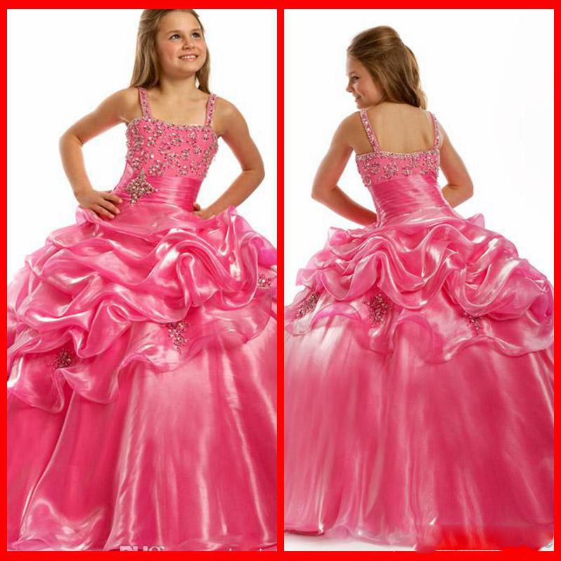 

Top selling Beautiful Ball Gown Hot pink Flower Girl Dresses Spaghetti Girl's Pageant Dresses Charming Party Dress, Red