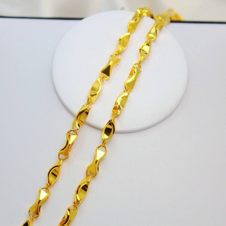 Mens Fashion Coarse Gold Chain Necklace Authentic Korean Plated 24K