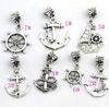 100 Adet / grup 7STYLES Antiqued Gümüş-bitmiş Çapa Yelkenli Charm Boncuk Fit Avrupa Bilezik Takı DIY B005 B003 B001 B002