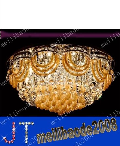 Deluxe Yellow And Sparkling Crystal Ceiling Lamp Modern Crystal