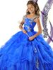 Конкурсные платья Бальные платья Королевского синего цвета из органзы с бисером и кристаллами на молнии Дешевые платья для девочек-цветочниц Детский размер 129222555