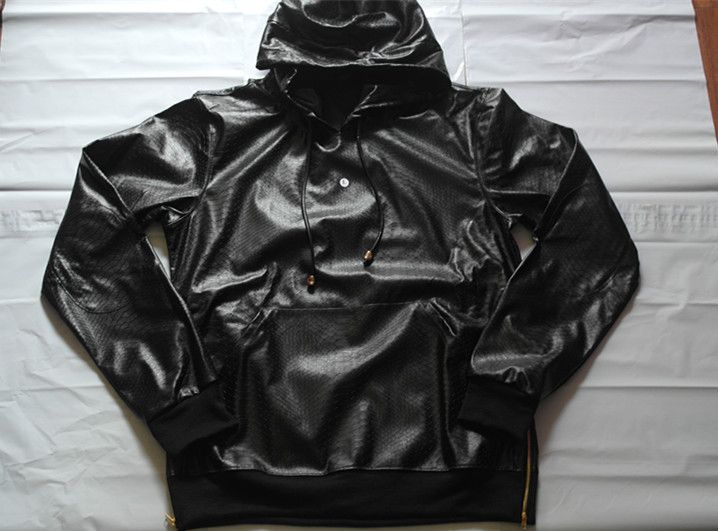 leather pullover hoodie