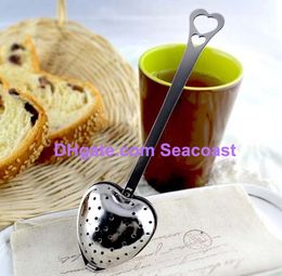 200pcs/lot Stainless steel Heart-Shaped Heart Shape Tea Infuser Strainer Philtre Spoon Spoons Wedding Party Gift Favour