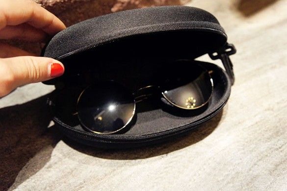 Fermuar Gözlük Kutusu Siyah Taşınabilir Sevimli Stil Sert Fermuar Kılıf Kutusu Gözlük Göz Gözlük Sunglass Çanta Gözlük Aksesuarları Ücretsiz Nakliye için